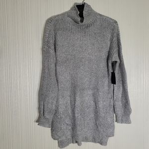 Trouve' Rib Knit Grey Heather Mock Turtleneck Sweater,  Oversized Fit, Sz L